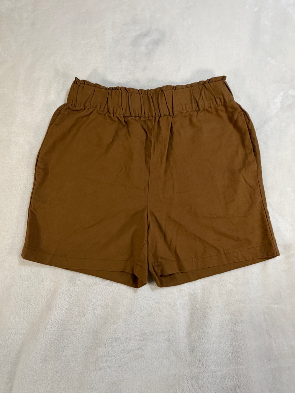 Alexander Jordan High-Waist Rust Elastic-Ruched Women's Shorts - Small
